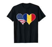 Drapeaux des États-Unis et de la Roumanie - Cœurs Vintage américains et roumains T-Shirt