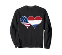 Drapeaux des États-Unis et des Pays-Bas - Cœurs Vintage américains et néerlandais Sweatshirt