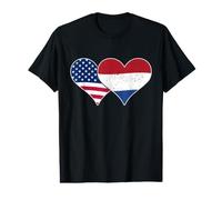 Drapeaux des États-Unis et des Pays-Bas - Cœurs Vintage américains et néerlandais T-Shirt Graphique avec Valeur