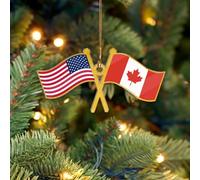 Drapeaux des États-Unis et du Canada 2025, ornements en forme de drapeaux américains et canadiens pour sapin de Noël, décoration patriotique en acrylique, souvenir de double citoyenneté, cadeau pour