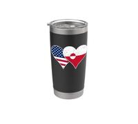 Drapeaux des États-Unis et du Groenland - Deux cœurs Gobelet isotherme en acier inoxydable double paroi