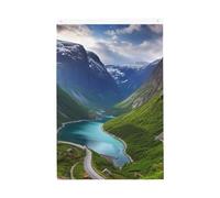 Drapeaux des fjords norvégiens pour l'extérieur 6 x 0,9 m - Impression verticale double face - Drapeau de jardin - Bannière de vacances avec œillets - Drapeau de maison pour pelouse, porche