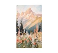 Drapeaux des montagnes Rocheuses, fleurs sauvages, pins, cour, maison, bannière de vœux avec œillets, décoration d'intérieur ou d'extérieur