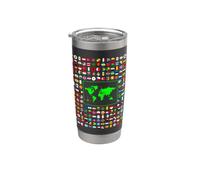 Drapeaux des pays du monde, 184 Flag International. Gobelet isotherme en acier inoxydable double paroi