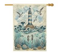 Drapeaux d'été pour maison, hippocampe, 71,1 x 101,6 cm, double face pour l'extérieur, la vie marine nautique côtière normale, drapeau vertical standard pour la maison, la mer, sous-marine, cour