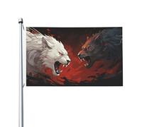 Drapeaux Deux Loups S'Affrontent Personnalisé Flag Couture Double Face Drapeau Pirate Pour L'Extérieur Intérieur Bar 3X5Ft