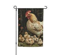 Drapeaux d'extérieur avec imprimé « A Brood Of Chickens » - 30,5 x 45,7 cm - Pour porche - Toutes saisons - Décoration de cour