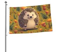 Drapeaux d'extérieur double face 60 x 90 cm (2 x 3 pi) avec œillets en laiton, motif hérisson, décorations de jardin pour mariage, fêtes saisonnières et autres événements extérieurs.