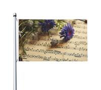 Drapeaux d'extérieur double face 90 x 152 cm avec œillets en laiton, bannière de décoration, partition de musique, drapeaux de bienvenue pour cour de vacances en polyester 200D robuste