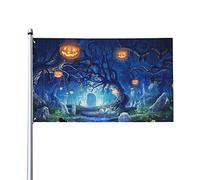 Drapeaux d'extérieur Halloween Light in The Grave Drapeau de jardin d'été Drapeaux de jardin double face 3x5FT Printemps Été Vacances Décoration de jardin pour extérieur, pelouse, porche, balcon.