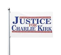 Drapeaux d'extérieur polyvalents double face bleus et rouges « Justice pour Charlie Kirk » résistants à la décoloration