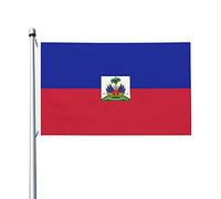 Drapeaux d'Haïti, drapeaux décoratifs d'extérieur 0,9 x 1,5 m 100% polyester drapeaux à l'extérieur du drapeau tous temps, la couleur est lumineuse et facile à estomper, séchage rapide.
