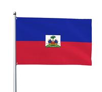 Drapeaux d'Haïti, drapeaux décoratifs d'extérieur 0,9 x 1,5 m 100% polyester drapeaux à l'extérieur du drapeau tous temps, la couleur est lumineuse et facile à estomper, séchage rapide.