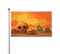 Drapeaux d'Halloween citrouilles crânes visages cour maison drapeaux 9,1 x 1,5 m saison de vœux bannière avec œillets décoration intérieure extérieure fête maison