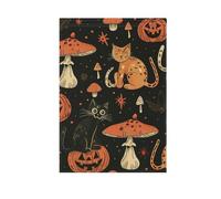 Drapeaux d'Halloween en forme de chats, citrouilles, champignons, style lignes audacieuses, bannières décoratives d'extérieur pour décoration de jardin, 71 x 101,6 cm, double face
