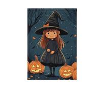 Drapeaux d'Halloween Little Witch Home Garden Flags double face Petites bannières de décoration saisonnière pour pelouse, ferme, terres agricoles, 71,1 x 101,6 cm