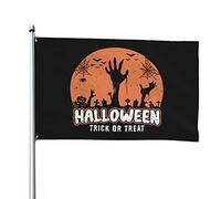 Drapeaux d'Halloween Trick Or Treat 4x6 FT Bannière extérieure pour extérieur Drapeau longue durée Polyester avec 2 œillets en laiton Drapeaux de décoration de pelouse de patio