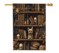 Drapeaux d'Halloween Yorkshire pour maison de chien, 71,1 x 101,6 cm, double face pour extérieur, livres magiques effrayants, chiots en lin, drapeau vertical en toile pour maison, animal de compagnie