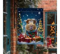 Drapeaux d'hiver de Noël pour maison de cochon d'Inde, 71,1 x 101,6 cm, double face pour extérieur, scène de Noël enneigée, animaux en toile verticale standard, drapeaux de maison, décoration de