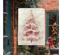 Drapeaux d'hiver roses pour maison de sapin de Noël 71,1 x 101,6 cm pour l'extérieur, jolies boules de sapin de Noël verticales standard en lin pour la maison, les vacances, la cour, la cour imprimée