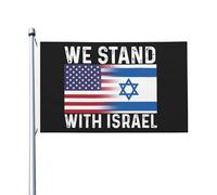 Drapeaux d'Israël Nous nous tenons avec des drapeaux d'Israël pour la chambre Drapeaux esthétiques pour adolescents Décoration murale pour l'extérieur 3x5 pieds, Nous nous tenons avec une tapisserie