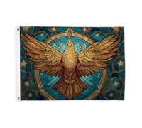 Drapeaux d'oiseaux mystérieux pour extérieur, étoiles fantastiques, cercle, drapeaux dorés avec bannière en corde, décoration d'extérieur résistante à la décoloration pour porche, jardin, balcon