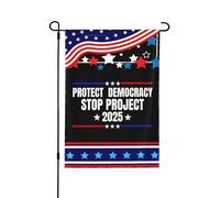 Drapeaux double face 12x18 « Protégeons la démocratie » - Stop au Projet 2025 - Drapeau de jardin anti-démocratie 12x18 - Décoration extérieure pour les fêtes
