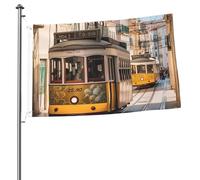 Drapeaux double face 2 x 3 pieds, drapeau extérieur du tramway de Lisbonne, bannières de bienvenue amusantes pour jardin, cour, pelouse, décoration intérieure/extérieure, drapeaux, bannière de vacance