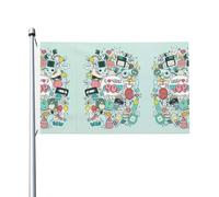 Drapeaux double face avec illustration « I Love The 90s » pour décoration de jardin, adaptés pour les balcons, les porches, etc.
