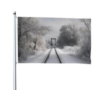 Drapeaux double face de 1,2 x 1,8 m pour l'extérieur, les chemins de train enneigés, drapeaux de jardin amusants, bannières de bienvenue pour la maison, le jardin, la pelouse, décoration d'intérieur