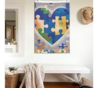 Drapeaux double face de sensibilisation à l'autisme - Drapeau en forme de cœur 200d - Décoration lourde - Avec œillets en laiton - Pour mariage - Toutes saisons