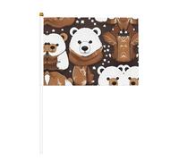 Drapeaux double face en forme d'ours brun et mini drapeaux à bâton, adaptés pour la décoration de fête et les activités d'équipe