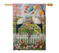 Drapeaux double face pour décoration de maison d'oiseaux, cigognes de Pâques de printemps, 71,1 x 101,6 cm, pour clôture, œufs, cour, maison, ferme, toile de jute, décoration pour extérieur