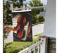 Drapeaux double face pour extérieur, violon, partition de musique, bannière de bienvenue amusante pour la maison, le jardin, la cour, la pelouse, décoration d'intérieur/extérieur, bannière de vacances