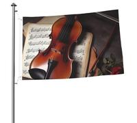 Drapeaux double face pour extérieur, violon, partition de musique, bannière de bienvenue amusante pour la maison, le jardin, la cour, la pelouse, décoration d'intérieur/extérieur, bannière de vacances