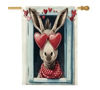 Drapeaux double face pour maison d'âne - 71,1 x 101,6 cm - Décoration amusante pour la Saint-Valentin, fenêtre avant et cour - Drapeaux de maison en toile de jute pour extérieur