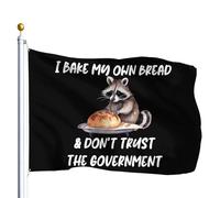 Drapeaux Drôle De Raton Laveur Je Fais Mon Propre Pain Et Je Ne Fais Pas Confiance Au Gouvernement Drapeau Couleurs Vives,Double Couture Suspendus Fanion Pour Fête Maison Décorations 90X150Cm