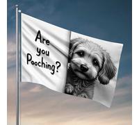 Drapeaux drôles « Are You Pooching ? » Drapeau perspective d'un chien Décoration de chambre de garçon (60 x 90 cm)