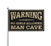 Drapeaux drôles de dortoir Avertissement ! Man Cave No Girls Allowed Flag Funny Decor for Bar Home Decor For Men (30 x 45 cm)