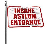 Drapeaux drôles de dortoir - Drapeau d'entrée d'asile fou - Décoration amusante pour bar, décoration d'intérieur pour homme (60 x 90 cm)