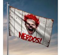 Drapeaux drôles de dortoir Nerdos! - L'expérience de jeu ultime ! Drapeau décoratif pour chambre à coucher, panneaux d'automne pour porche (120 x 180 cm)