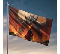 Drapeaux drôles héros confronte le dragon en flammes drapeaux décorations de chambre de garçons choses pour chambre de garçon (30 x 45 cm)