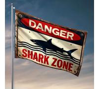Drapeaux drôles pour chambre Guys Danger : Shark Zone Drapeau Hiver Maison Drapeau Cool Poster Drapeaux (152 x 244 cm)