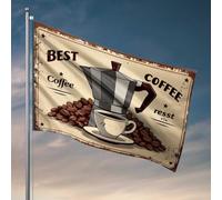 Drapeaux drôles pour dortoir universitaire Meilleur repos café : un pot de moka vintage et une tasse drapeau publicitaire décor campagne drapeau étudiant athlète (152 x 244 cm)