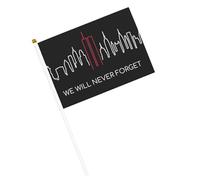 Drapeaux du 11 septembre « Nous n'oublierons jamais » Petits drapeaux à main avec mât pour décoration de fête