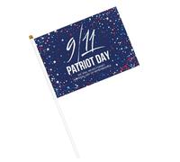 Drapeaux du 11 septembre « Nous n'oublierons jamais » Petits drapeaux à main avec mât pour décoration de fête