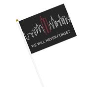 Drapeaux du 11 septembre « Nous n'oublierons jamais » Petits drapeaux à main avec mât pour décoration de fête