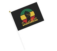 Drapeaux du 19 juin pour la liberté des Afro-Américains, l'histoire des Noirs, petits drapeaux à main avec mât pour décoration de fête