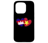 Drapeaux du Cambodge Vietnam en Forme de cœur Cambodgien Vietnamien Love Pride Coque pour iPhone 15 Pro