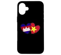 Drapeaux du Cambodge Vietnam en Forme de cœur Cambodgien Vietnamien Love Pride Coque pour iPhone 16 Plus